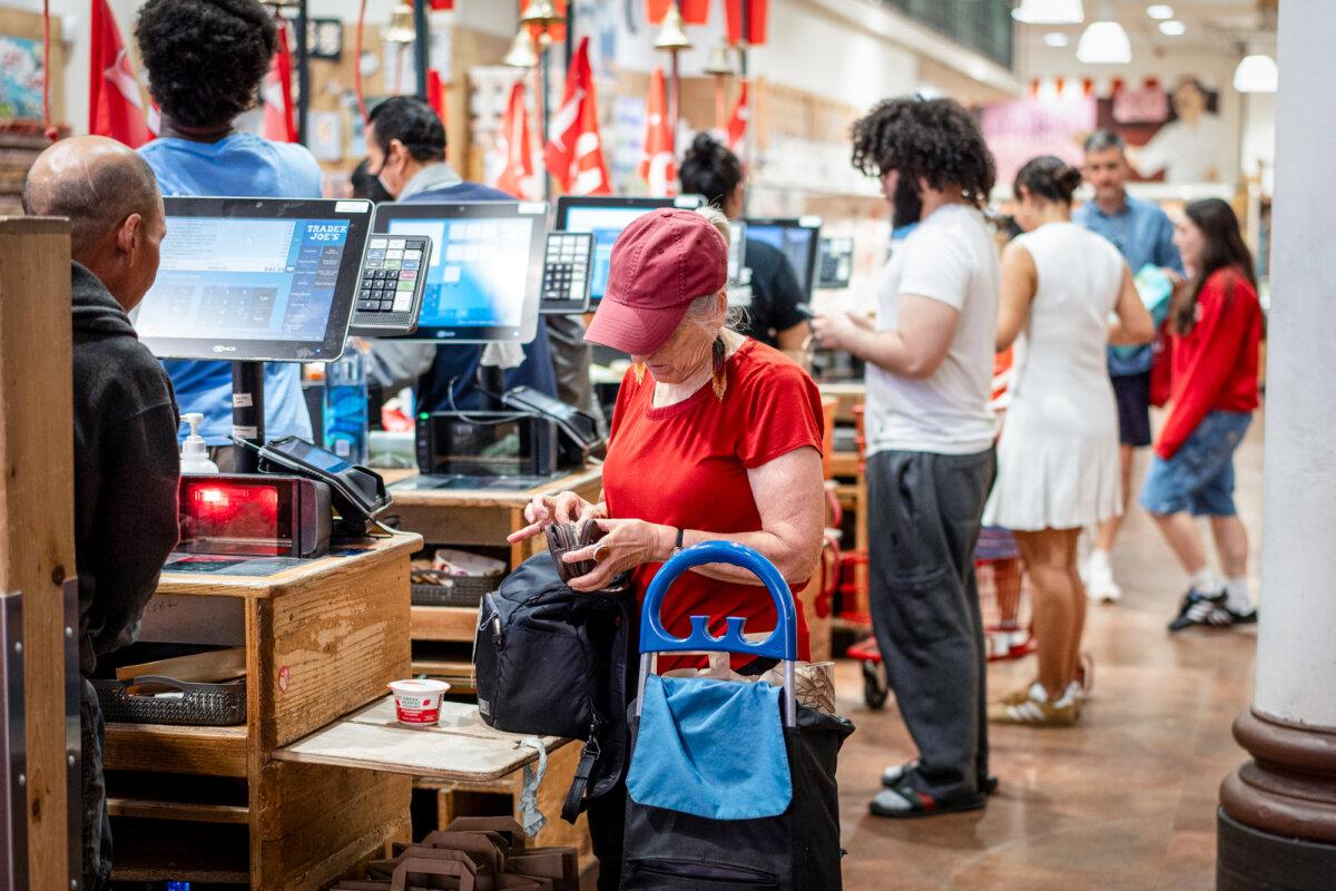 People shop at a grocery store in New York City, on June 20, 2024. (Samira Bouaou/The Epoch Times)