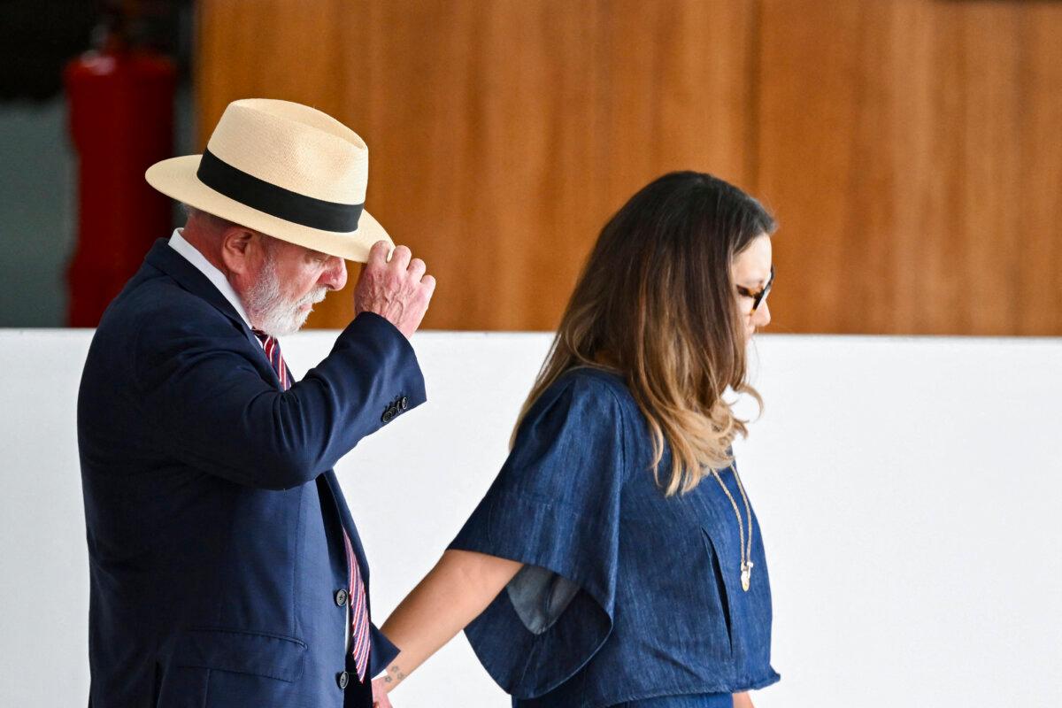 Brazilian President Luiz Inácio Lula da Silva and First Lady Rosângela Lula da Silva arrive at the Planalto Palace in Brasília, Brazil, on Jan. 14, 2025. (Evaristo Sa/AFP via Getty Images)