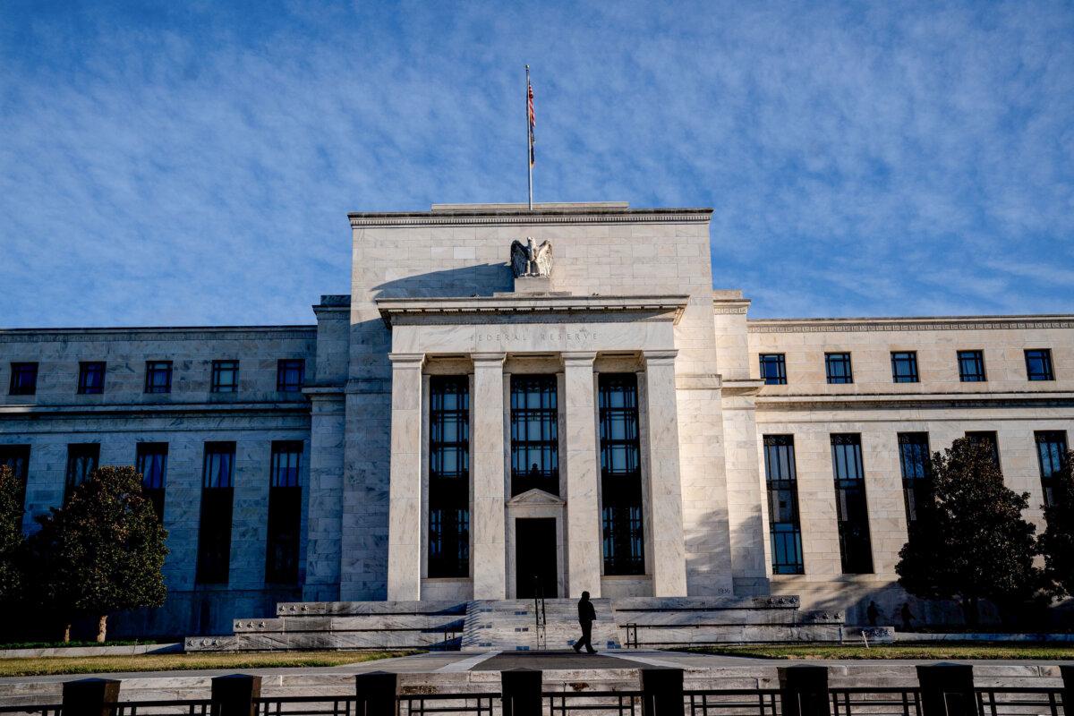The Federal Reserve building in Washington on March 14, 2022. (Stefani Reynolds/AFP via Getty Images)