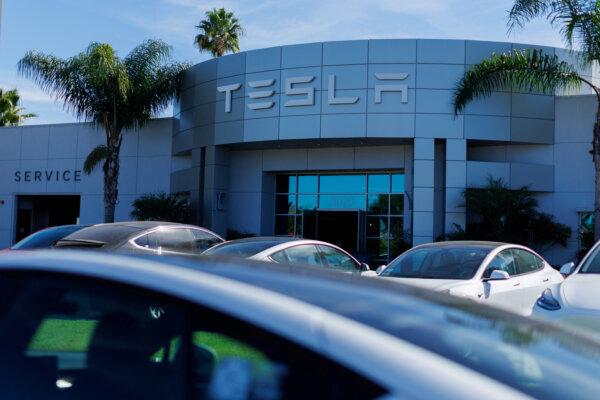 A Tesla dealership in Costa Mesa, Calif., on Nov. 1, 2023. (Mike Blake/Reuters)