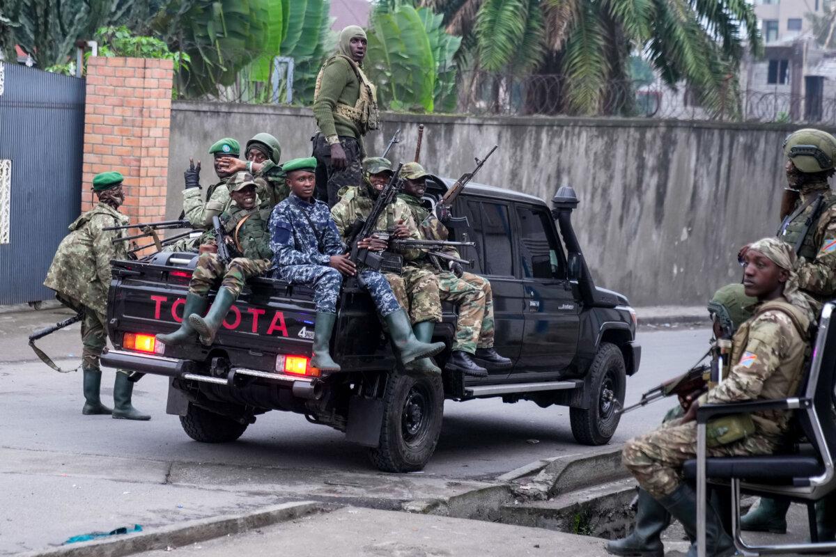 M23 rebels patrol the streets of Goma, Democratic Republic of the Congo, on Jan. 29, 2025. (Brian Inganga/AP)