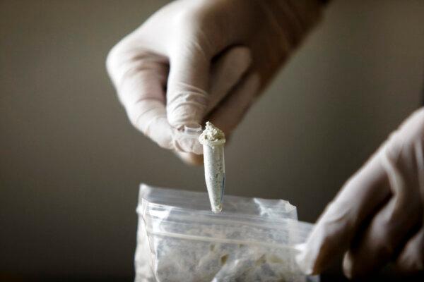 Fentanyl precursors are displayed at Reuters' office in Mexico City, Mexico, on Oct. 4, 2023. (Claudia Daut/Reuters)