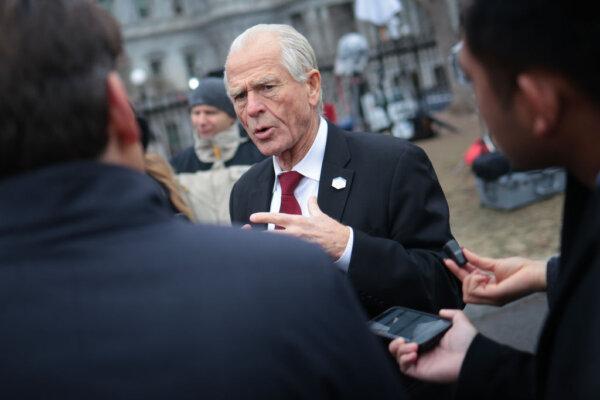 Peter Navarro, White House Senior Counselor for Trade and Manufacturing, speaks to reporters outside the White House on February 11, 2025 in Washington, DC. (Photo by Win McNamee/Getty Images)