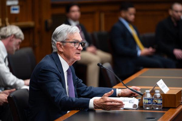 Federal Reserve Chairman Jerome Powell testifies before the House Committee on Monetary Policy in Washington, on Feb. 12, 2025. (Madalina Vasiliu/The Epoch Times)