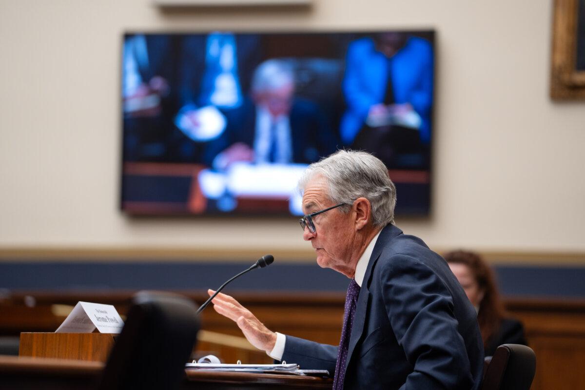 Federal Reserve Chairman Jerome Powell testifies before the House Committee on Monetary Policy in Washington on Feb. 12, 2025. (Madalina Vasiliu/The Epoch Times)