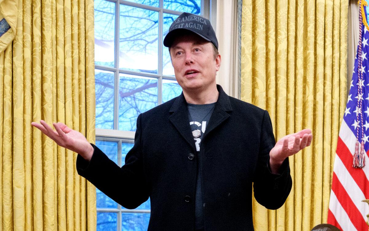 Tesla and SpaceX CEO Elon Musk speaks in the Oval Office at the White House on Feb. 11, 2025. (Andrew Harnik/Getty Images)