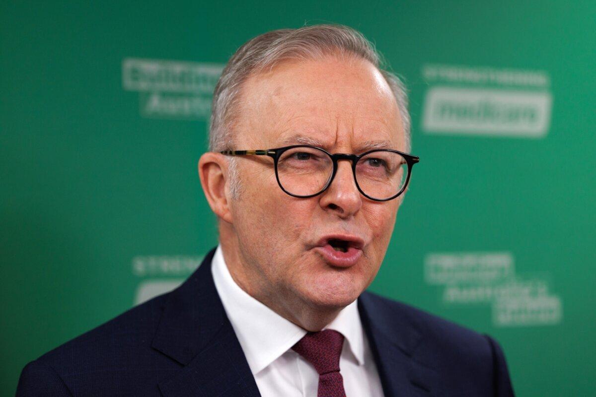 Labor Prime Minister Anthony Albanese speaks to the media during a press conference at the Chatswood Medical Centre in Sydney, Australia on Feb. 25, 2025. (AAP Image/Paul Braven)