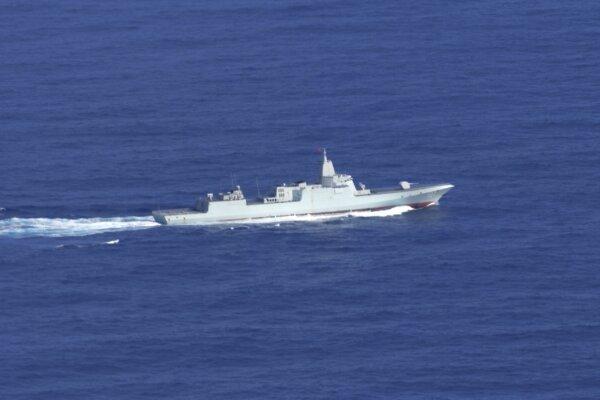 A Chinese People’s Liberation Army-Navy Renhai-class cruiser Zunyi in the Solomon Sea. (Courtesy of the Australian Department of Defence)