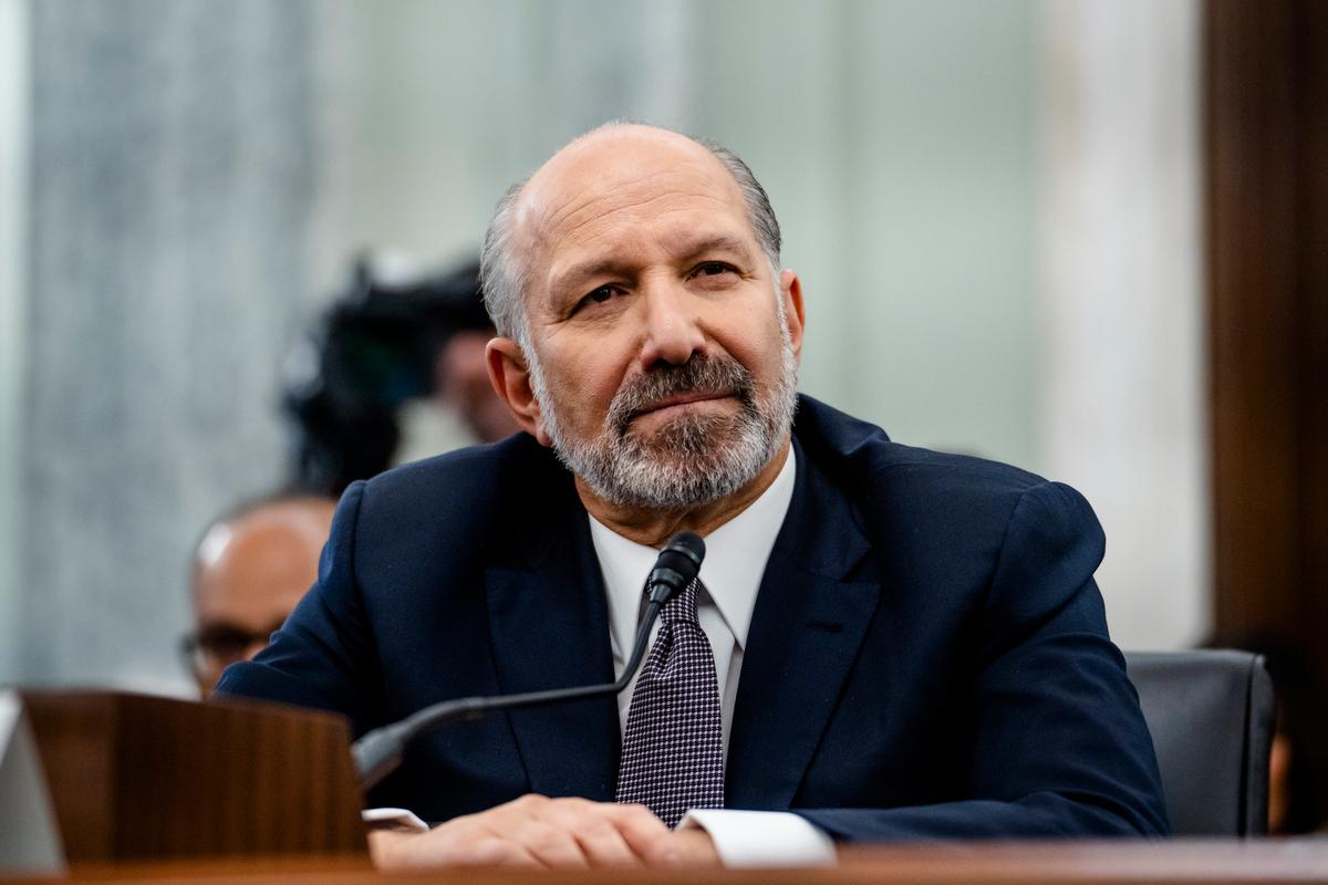 President Donald Trump’s then-nominee for Commerce Secretary, Howard Lutnick, testifies at a confirmation hearing on Capitol Hill in Washington on Jan. 29, 2025. (Madalina Vasiliu/The Epoch Times)