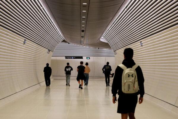 Commuters move through Gadigal Metro Station in Sydney, Australia, on Aug. 19, 2024. (Lisa Maree Williams/Getty Images)