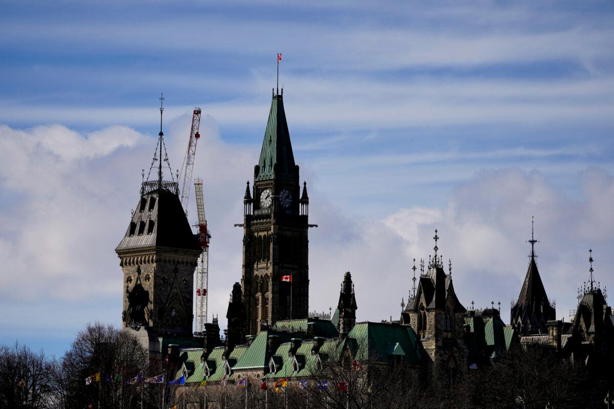 The Peace Tower on Parliament Hill is seen in Ottawa on March 9, 2025. (The Canadian Press/Justin Tang)
