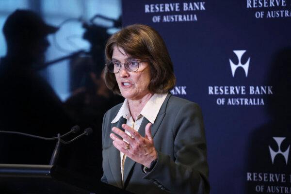 Australia's Reserve Bank Governor Michele Bullock at a media conference in Sydney, Australia, on Feb. 18, 2025. (David Gray/AFP via Getty Images)