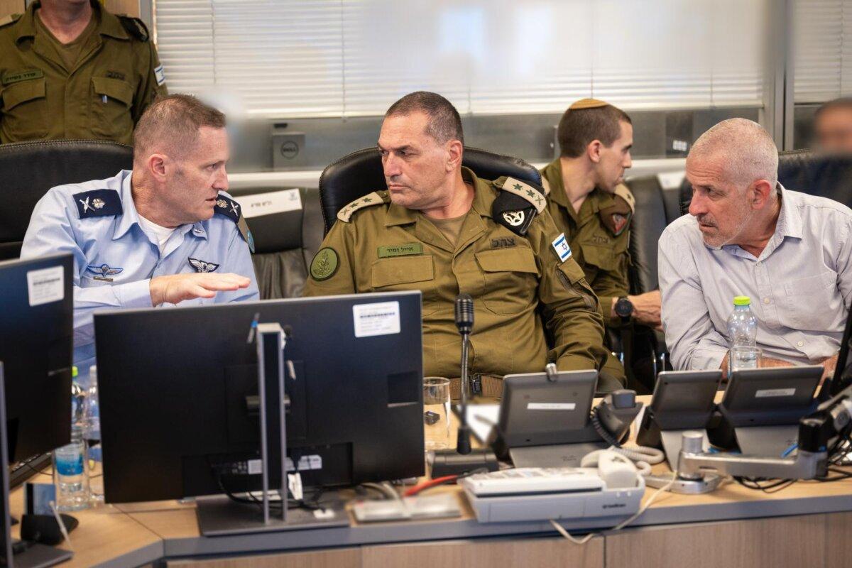 Maj. Gen Tomer Bar, commanding officer of the Israeli Air Force (L); Lt. Gen. Eyal Zamir, IDF chief of staff (C); and Ronen Bar, director of the Israel Security Agency, on March 17–March 18, 2025, as Israel renewed its attack on Hamas, ending two months of a cease-fire. (IDF)