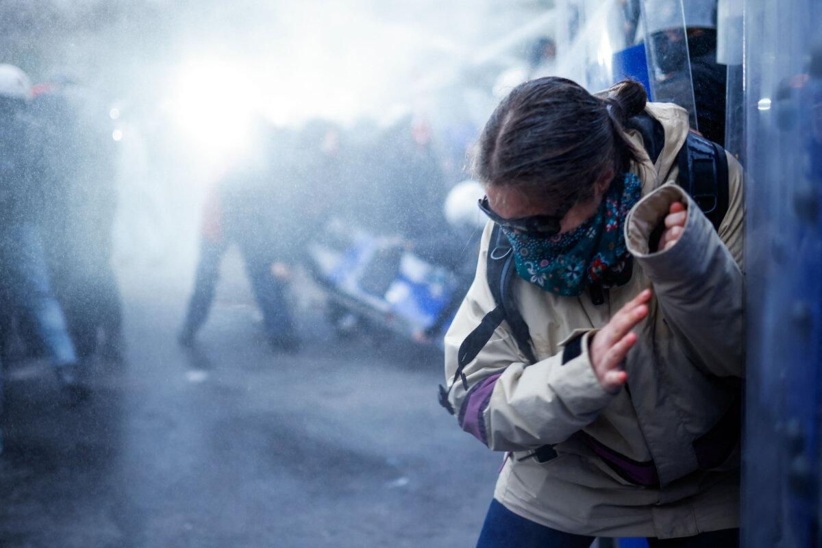 A protester at a rally in support of Istanbul's arrested mayor in Istanbul Municipality on March 23, 2025. (Kemal Aslan/AFP via Getty Images)
