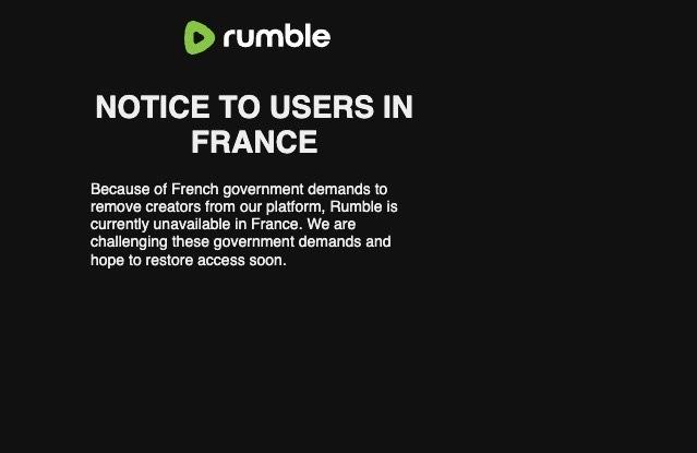 Screenshot of attempts to access the video site Rumble in France. (Epoch Times)