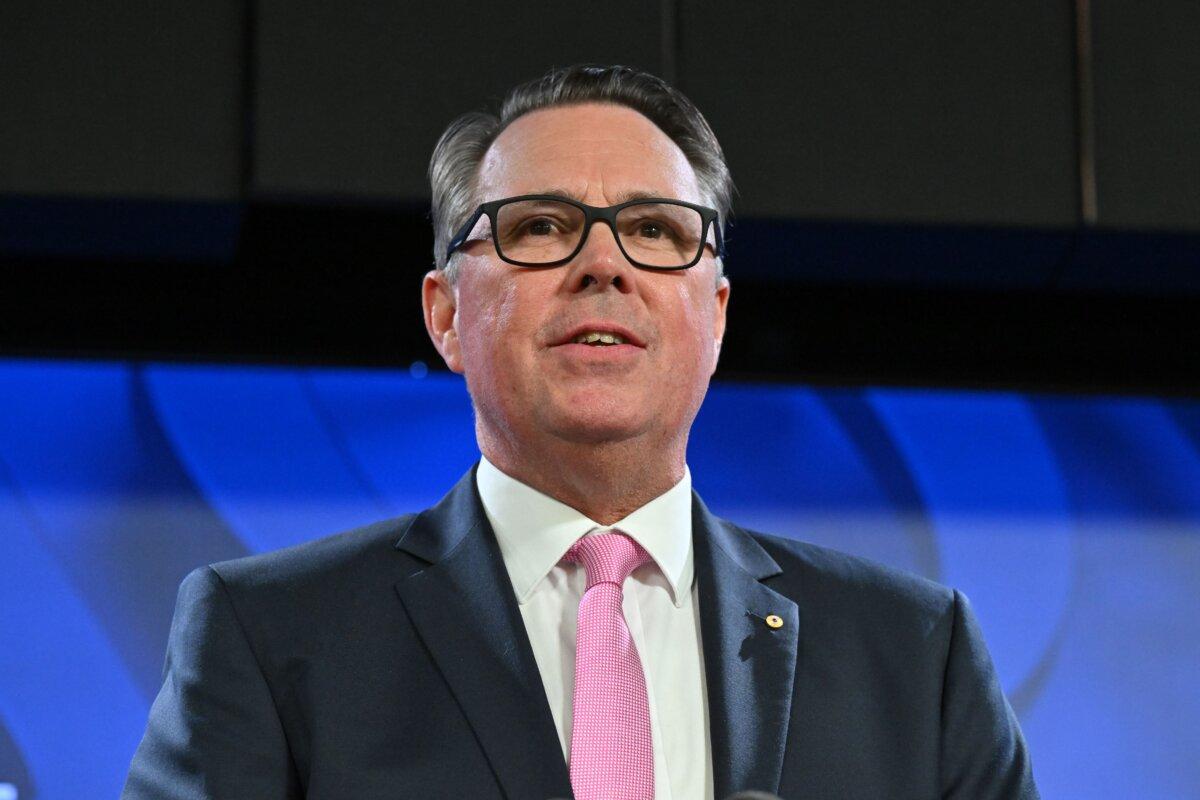 University of Wollongong interim vice-chancellor John Dewar at the National Press Club in Canberra, Australia, on July 6, 2022. (AAP Image/Mick Tsikas)