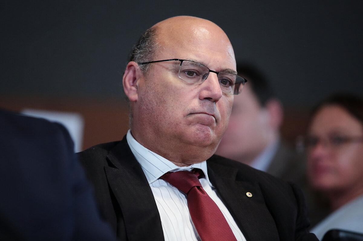 Former Australian ambassador to the United States, Arthur Sinodinos, at the National Press Club in Canberra, Australia, on Feb. 1, 2017. (Stefan Postles/Getty Images)