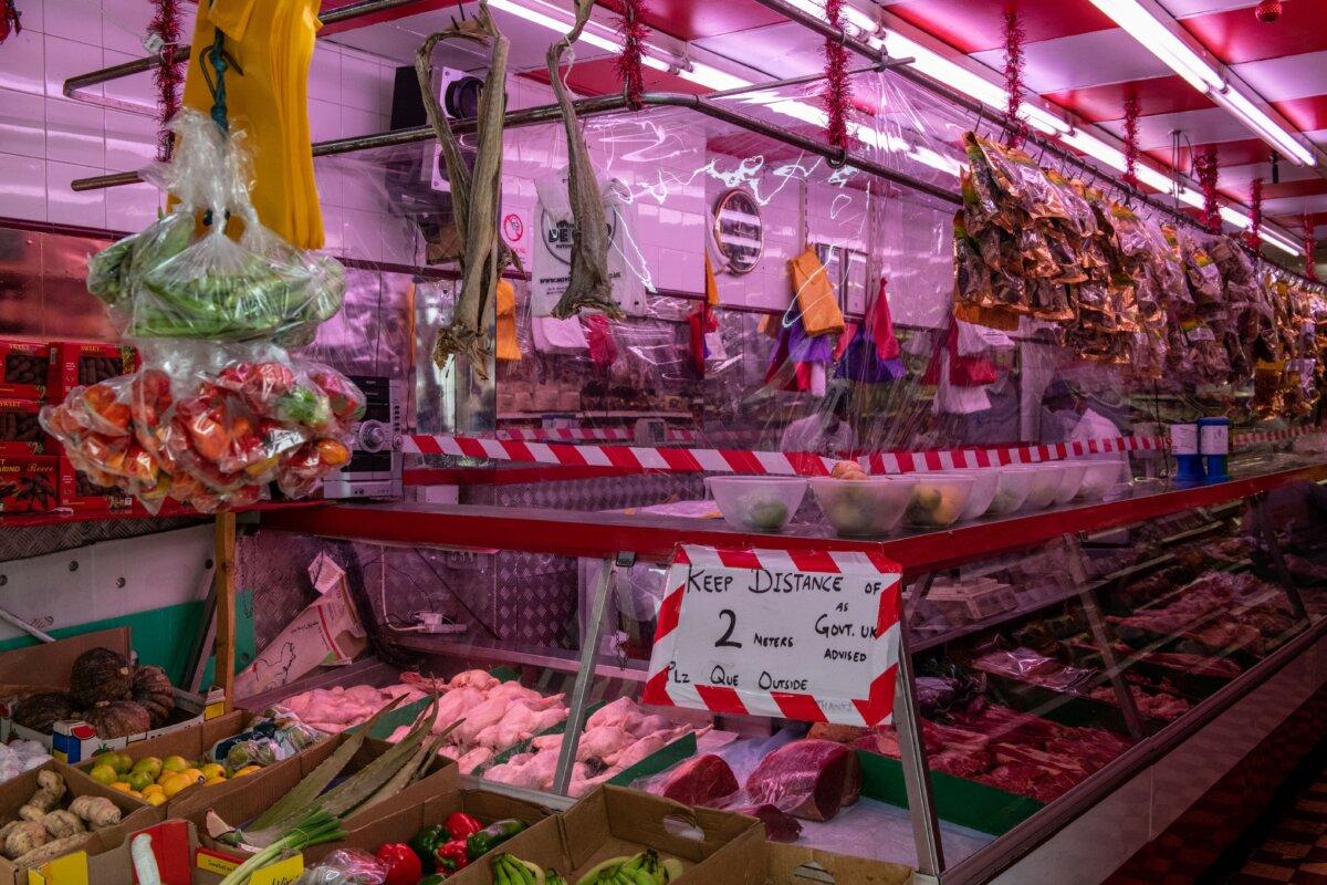 A halal butchers in Lewisham in London on May 3, 2020. (Chris J Ratcliffe/Getty Images)