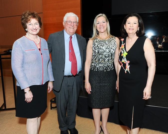 Kathleen Doyle from Doyle Auctions, Former Lt Governer of New York, Richard Ravitch; Ellie Johnson, and Candace Adams at the celebration of the opening of Berkshire Hathaway HomeServices New York Properties hosted at the Four Seasons Hotel New York on April 26, 2017. (Courtesy of Rommel Demano for BFA)