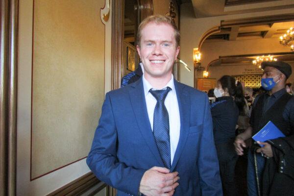 Cody Segal at the Shen Yun Performing Arts performance at the Granada Theatre in Santa Barbara, Calif., on May 28, 2022. (Linda Jiang/The Epoch Times)