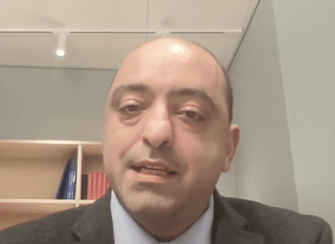 Swedish MP Nima Gholam Ali Pour speaks in support of Taiwan’s legislative efforts. (Screenshot by The Epoch Times)