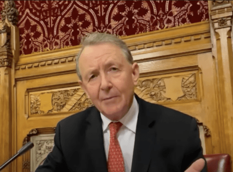 Lord David Alton of the British House of Lords speaks in support of Taiwan’s legislative efforts. (Screenshot by The Epoch Times)