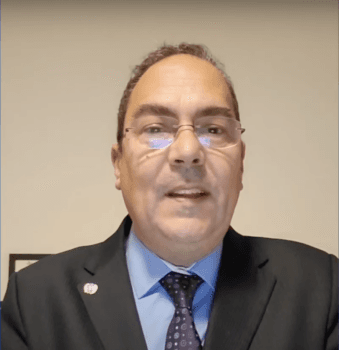 Thierry Valle, French CAP chairman, speaks in support of Taiwan’s legislative efforts. (Screenshot by The Epoch Times)