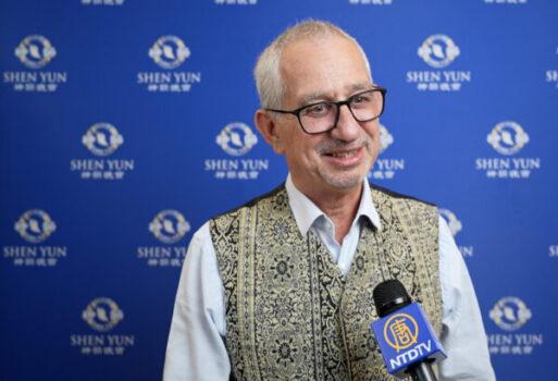 Bernard Sabatier, a former telecom engineer, attended Shen Yun in Aix-en-Provence on Feb. 24, 2023. (NTD)