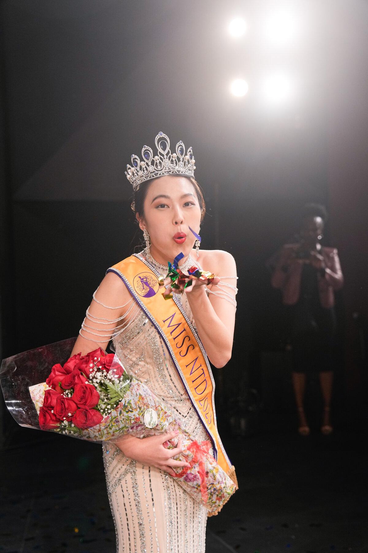 Cynthia Sun after she was crowned Miss NTD at NTD's inaugural Global Chinese Beauty Pageant in Purchase, N.Y., on Sept. 30, 2023. (Larry Dye/The Epoch Times)