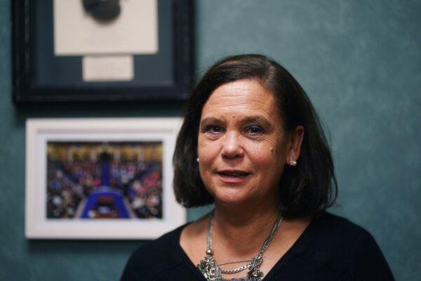 Sinn Fein leader Mary Lou McDonald during an interview at her office in Leinster House, Dublin, on Dec. 15, 2023. (Brian Lawless/PA Wire)