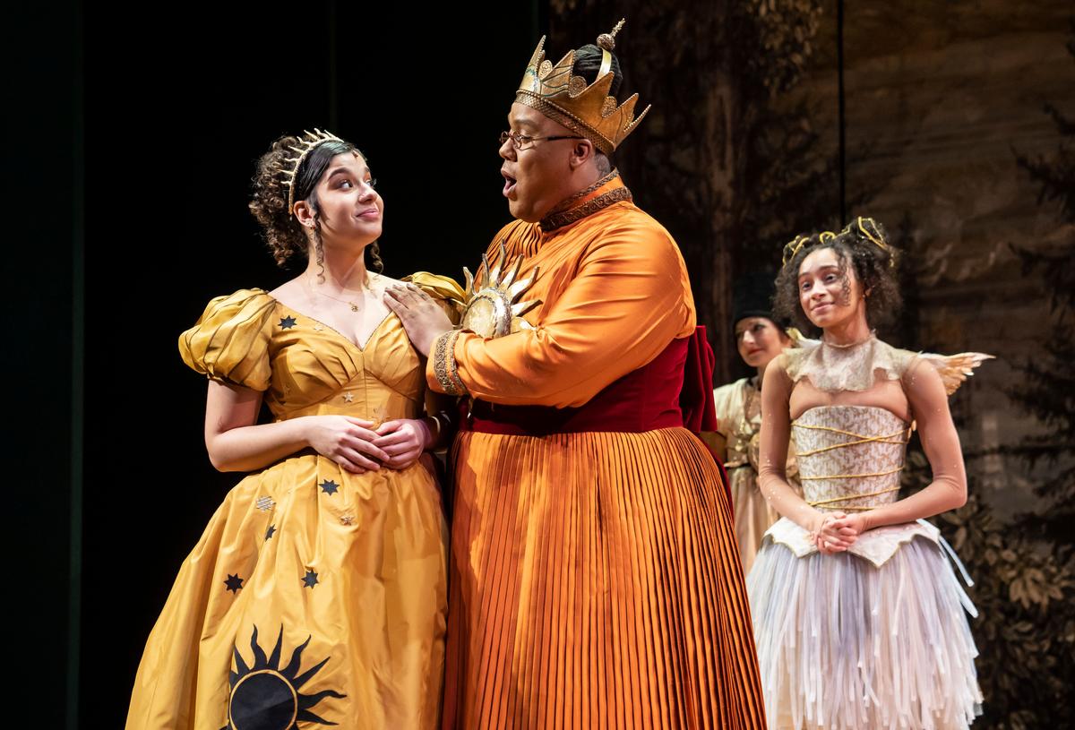 (L–R) Marlene Fernandez, Keanon Kyles, Lauren Molina, and Reese Parish in director Mary Zimmerman's "The Matchbox Magic Flute." (Liz Lauren)