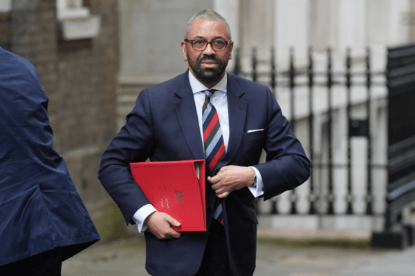 Home Secretary James Cleverly arriving in Downing Street for a Cabinet meeting in London on May 14, 2024. (Lucy North/PA)