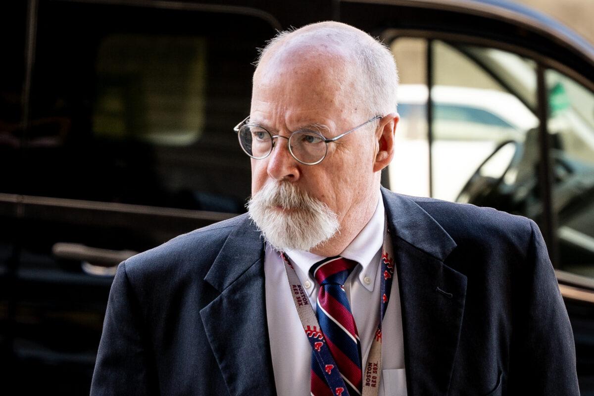 Special counsel John Durham arrives at federal court in Washington on May 18, 2022. (Teng Chen/The Epoch Times)