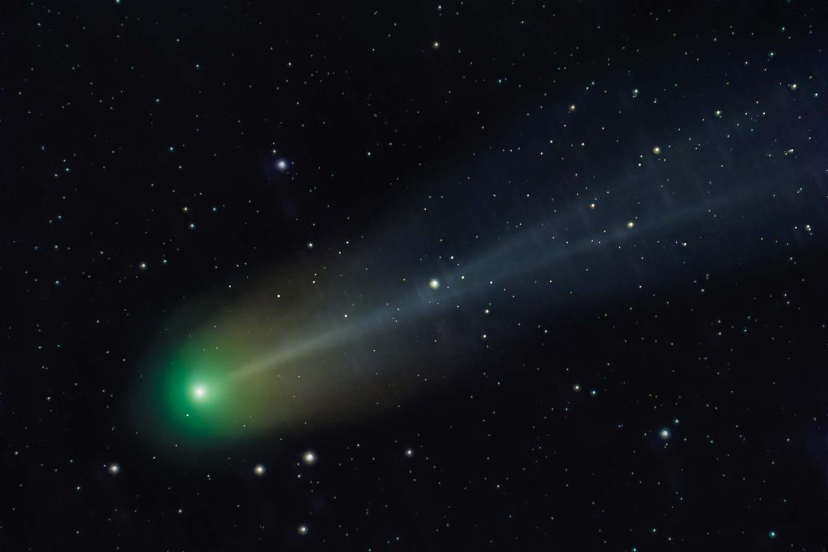 Comet P12/Pons-Brooks features a horseshoe-shaped coma and signature comet tail. (Thomas Roell/Shutterstock)