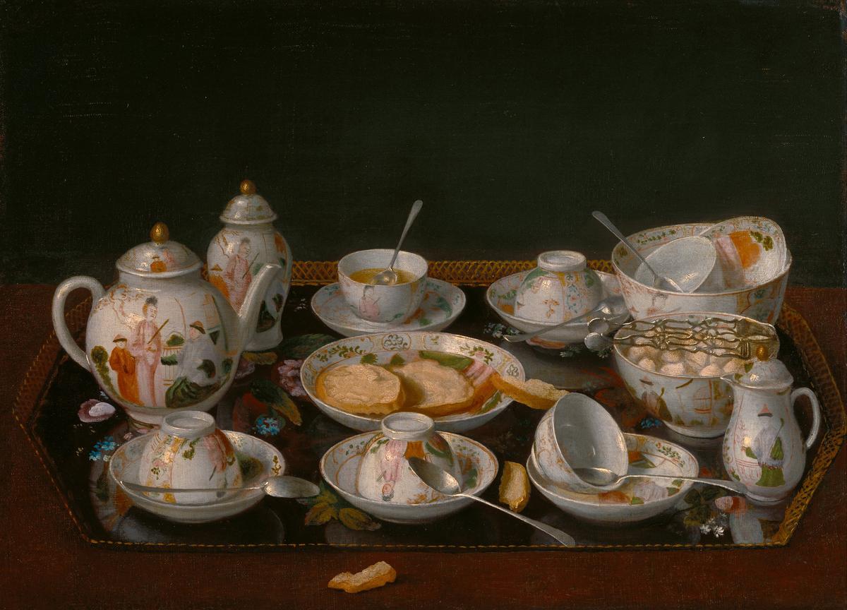 "Still Life: Tea Set," about 1781–83, by Jean-Étienne Liotard. Oil on canvas mounted on board; 14 7/8 inches by 20 5/16 inches. Getty Center, Los Angeles. (Public Domain)