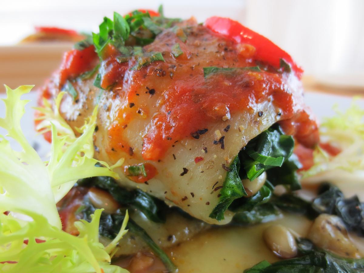 Fish Fillets Filled With Spinach And Pine Nuts 