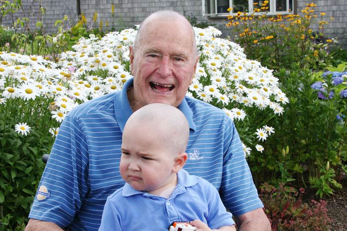 George H.W. Bush Shaves Head, Supports 2-Year-Old Cancer Patient