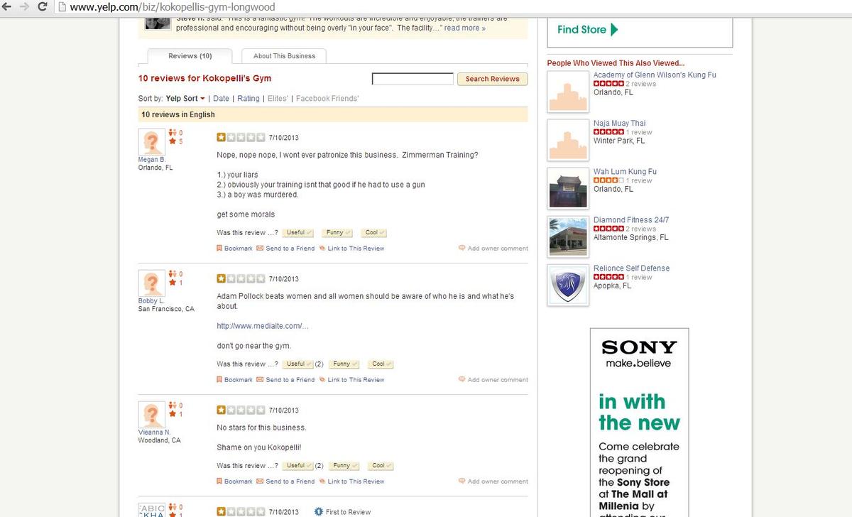 Fla. MMA Gym Kokopelli’s Offering ‘Zimmerman Training;’ Users Blast it on Yelp