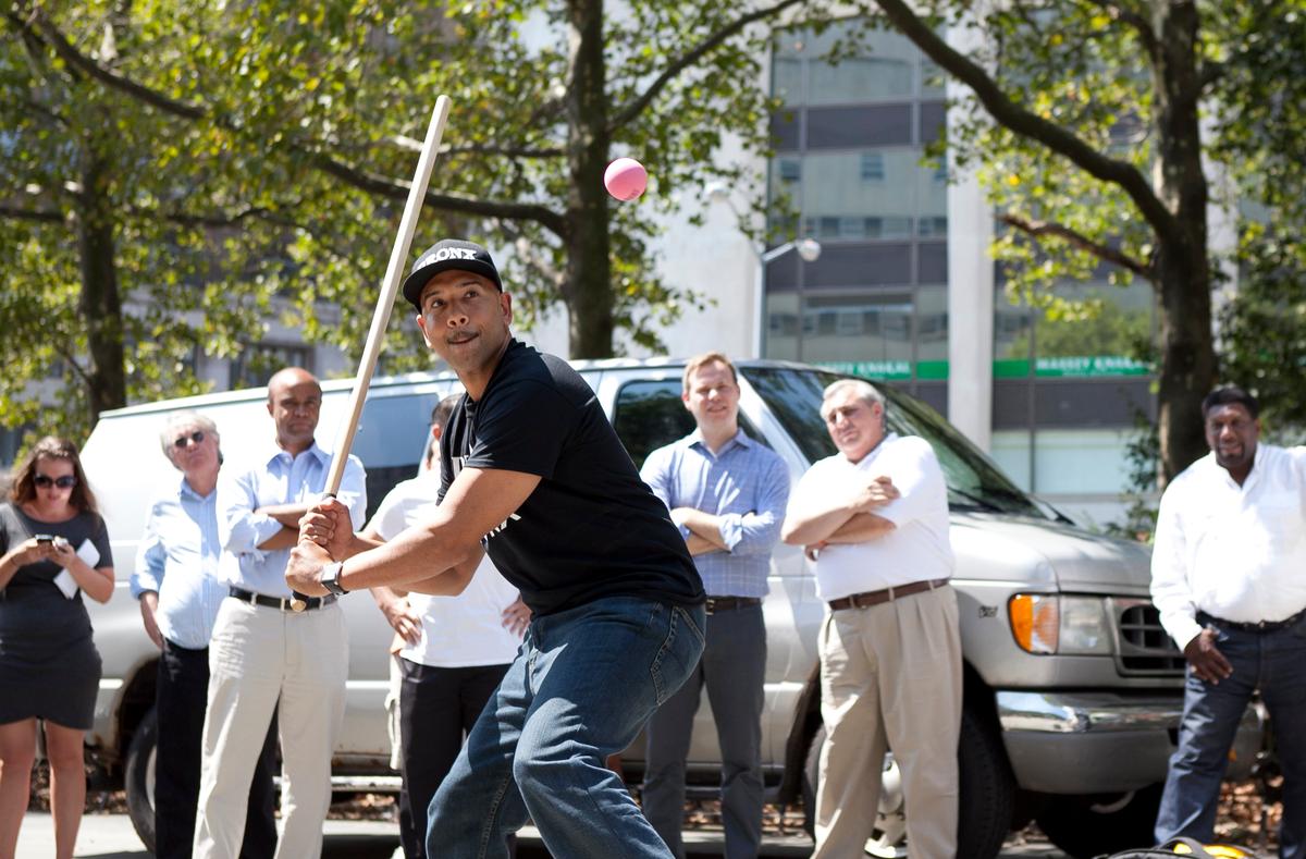 Candidates Demonstrate Stickball Prowess in Brooklyn