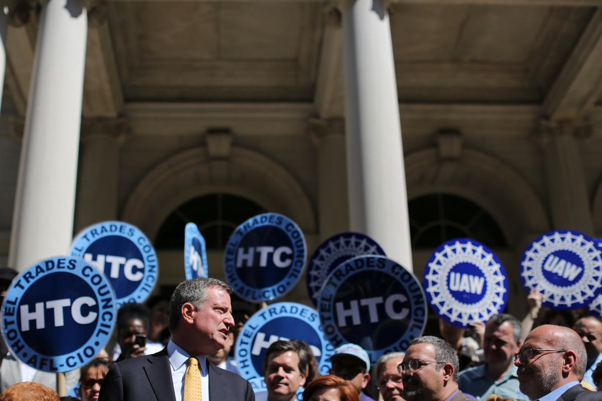 Bill de Blasio Affirms Support for Labor in New York