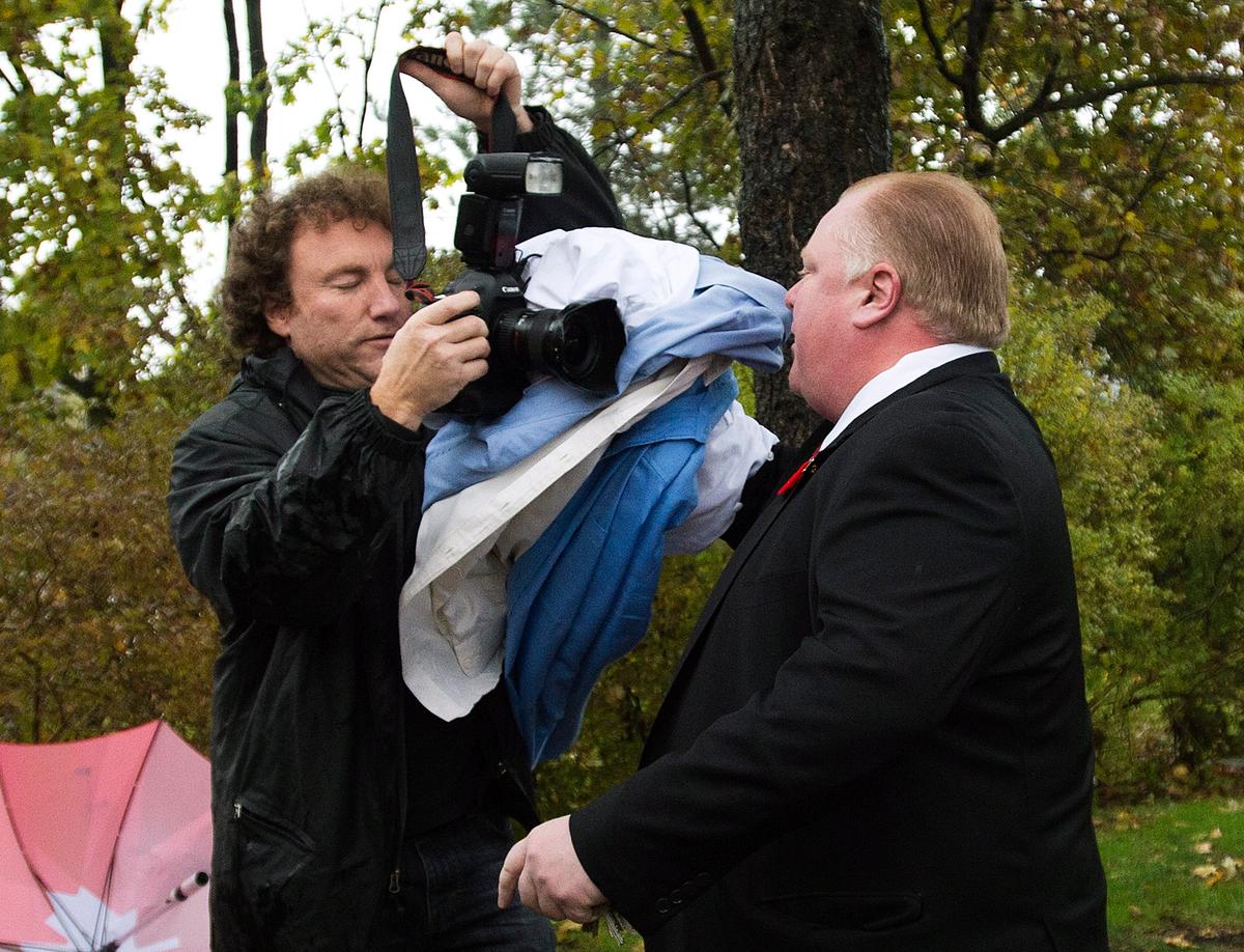 Toronto Mayor Rob Ford Shoves Photographer, ‘Get off my property’