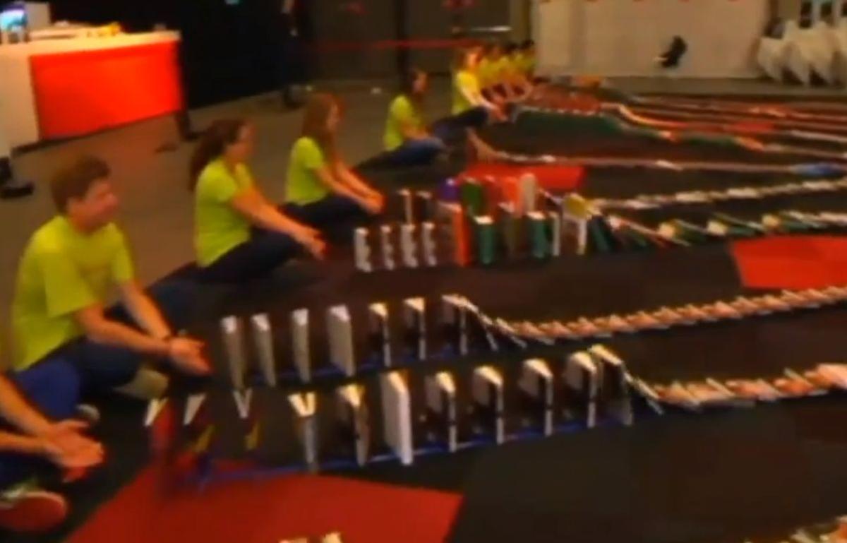 Watch: 5,000-Book Domino Chain Breaks World Record in Belgium