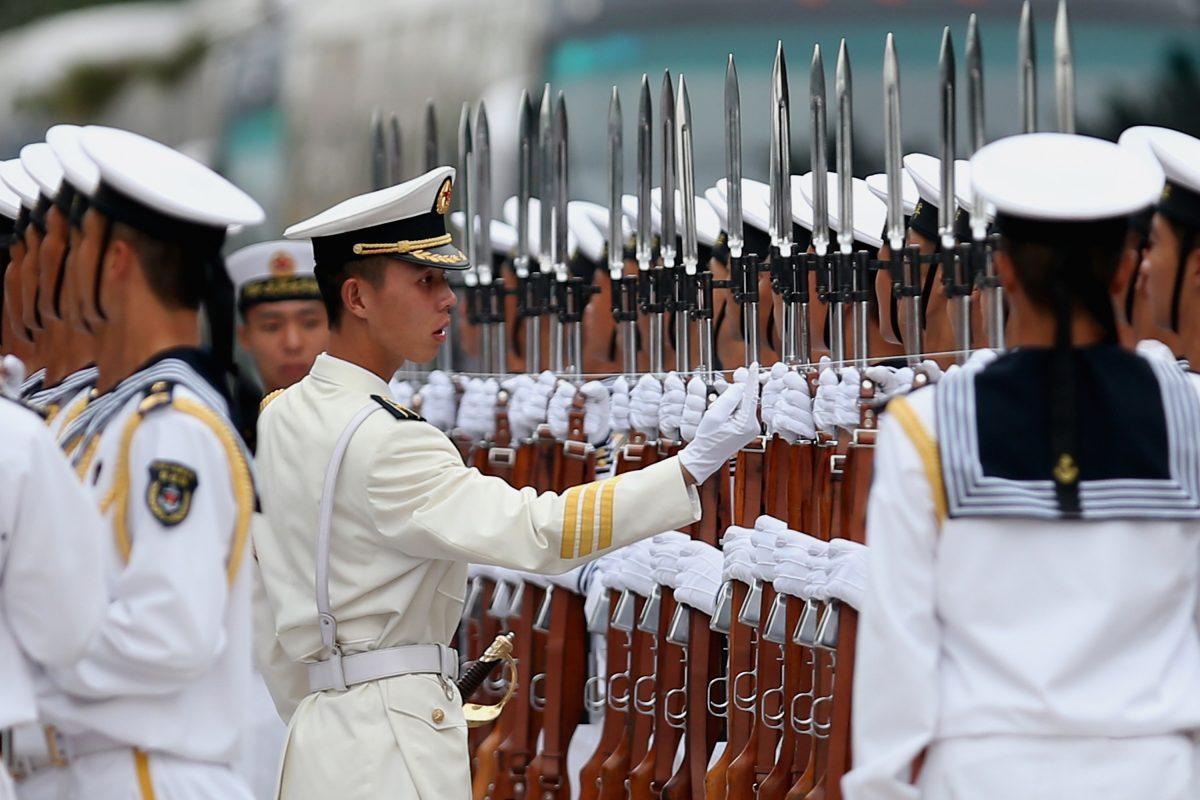 Chinese naval soldiers line up in Beijing, China, on Sept. 16, 2013. (Feng Li/Getty Images)