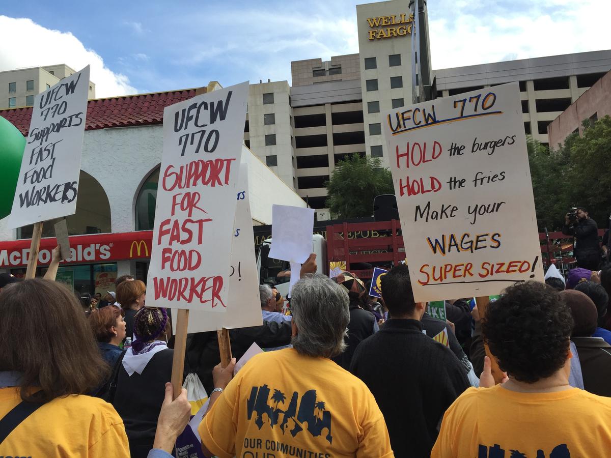 LA Fast Food Workers Strike, March to City Hall for $15/Hour Wage