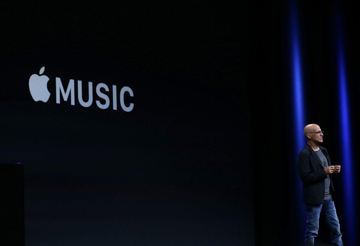 Jimmy Iovine announces Apple Music during Apple WWDC in San Francisco, Calif., on June 8, 2015. Apple's annual developers conference runs through June 12. (Justin Sullivan/Getty Images)