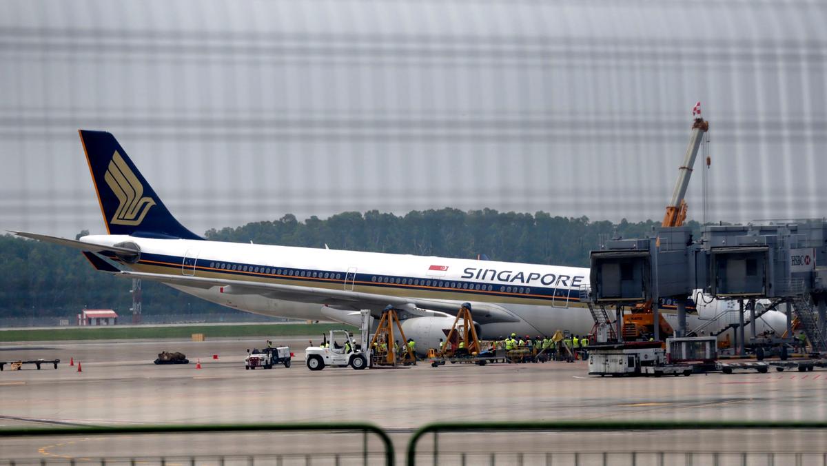 Singapore Airlines Jet Collapses During Checks, but No Injuries