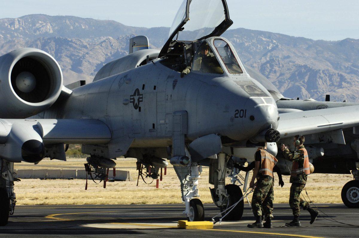 An A-10 Thunderbolt II undergoes pre-flight inspections at Davis-Monthan Air Force Base in Arizona on March 23, 2006. (U.S. Air Force photo by Airman 1st Class Jesse Shipps)