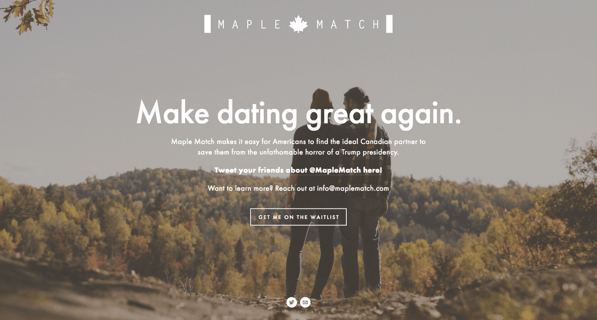 For Americans Who Fear a Trump Presidency, Maple Match Dating App Will Find You a Canadian Partner