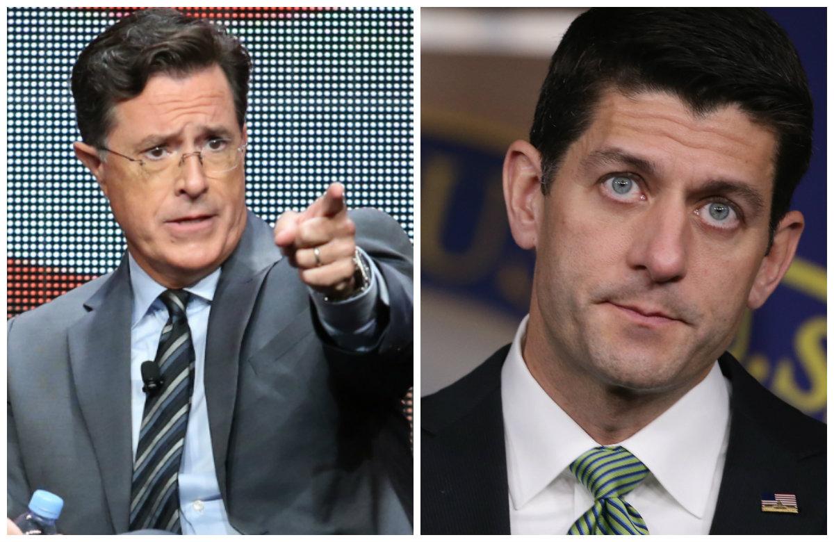 Stephen Colbert Advises Paul Ryan on Endorsing Trump: ‘Just Shut Your Eyes and Think of Reagan’
