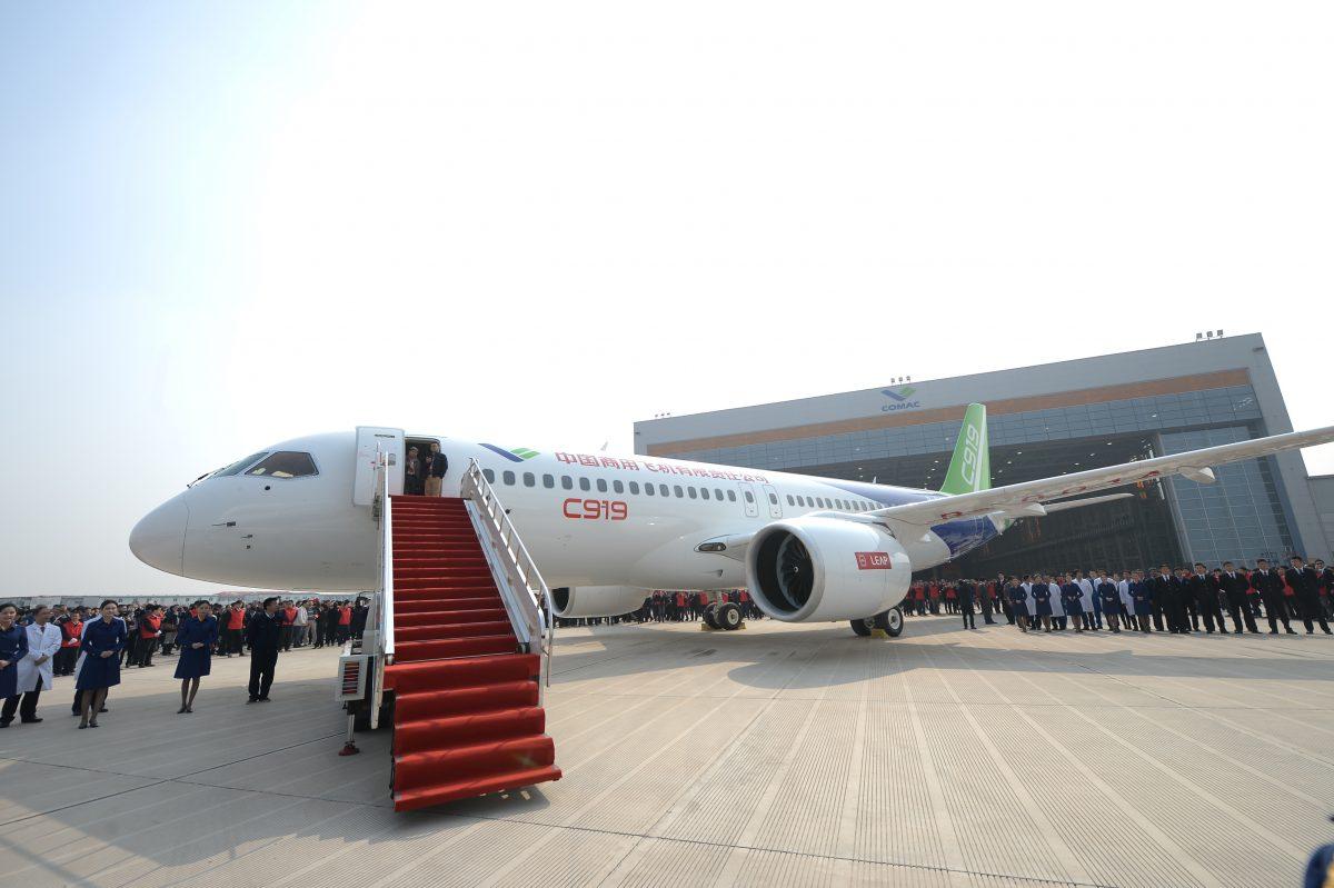 China's self-developed passenger jetliner Comac C919 is presented to the public in Shanghai, China, on Nov. 2, 2015. (VCG via Getty Images)